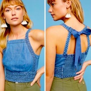 ANTHROPOLOGIE braided crop halter top